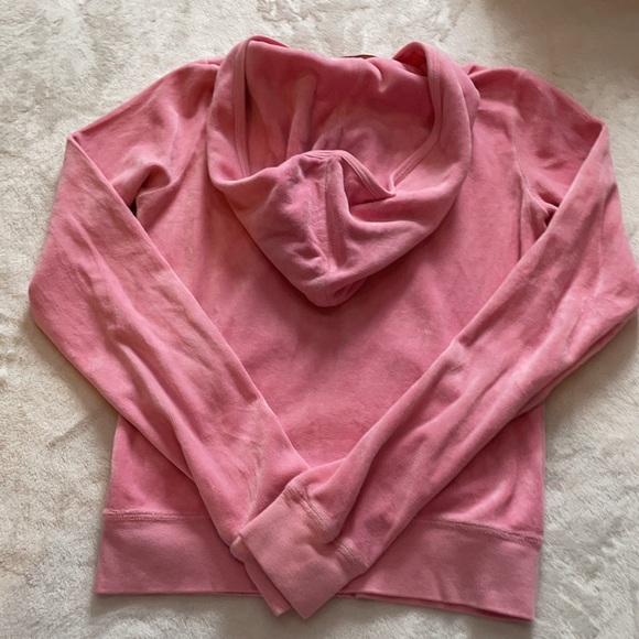 Juicy Pink Velour Zip-Up Hoodie Sweatshirt.  Girls size S - Picture 4 of 5